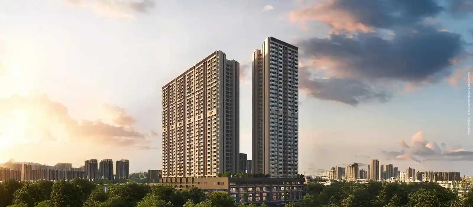 Godrej Bannerghatta Road towers at sunset
