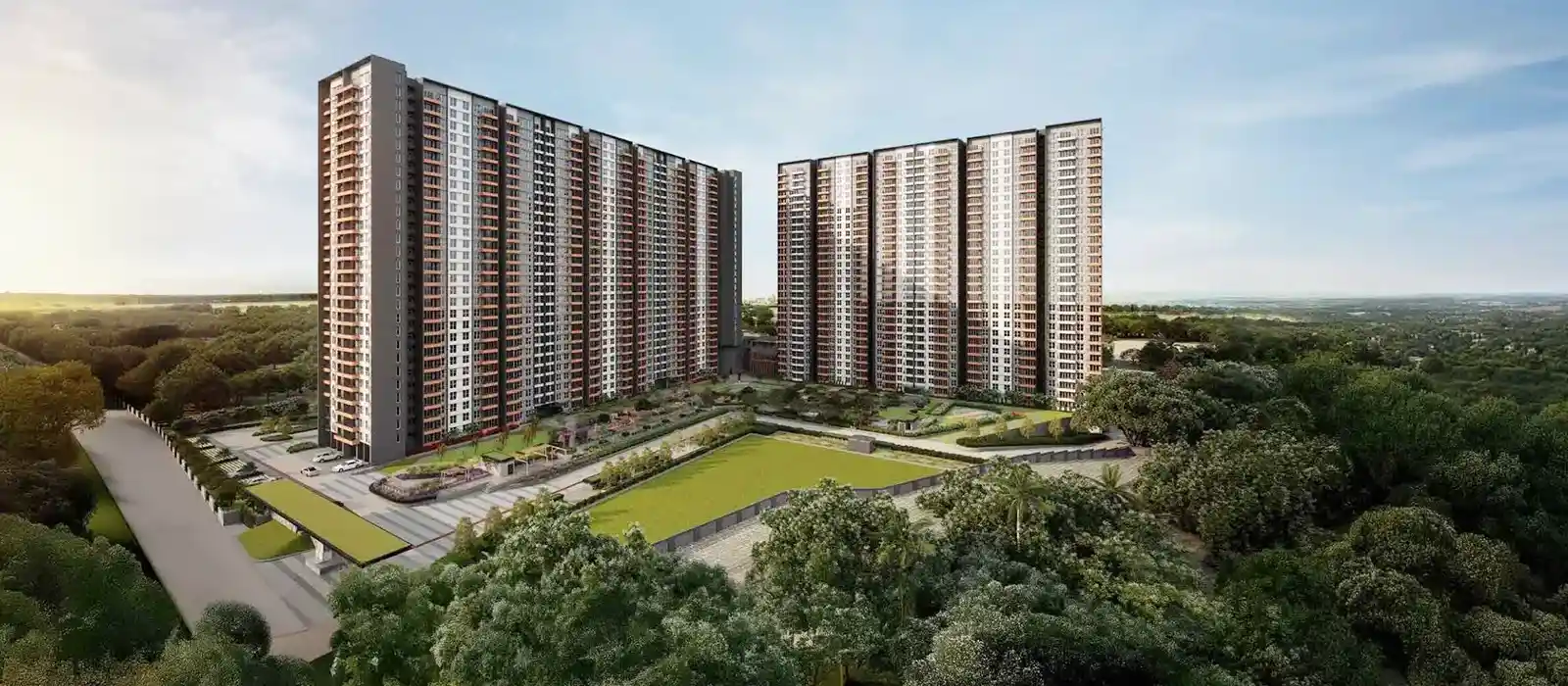 Godrej Bannerghatta Road twin towers with central lawn